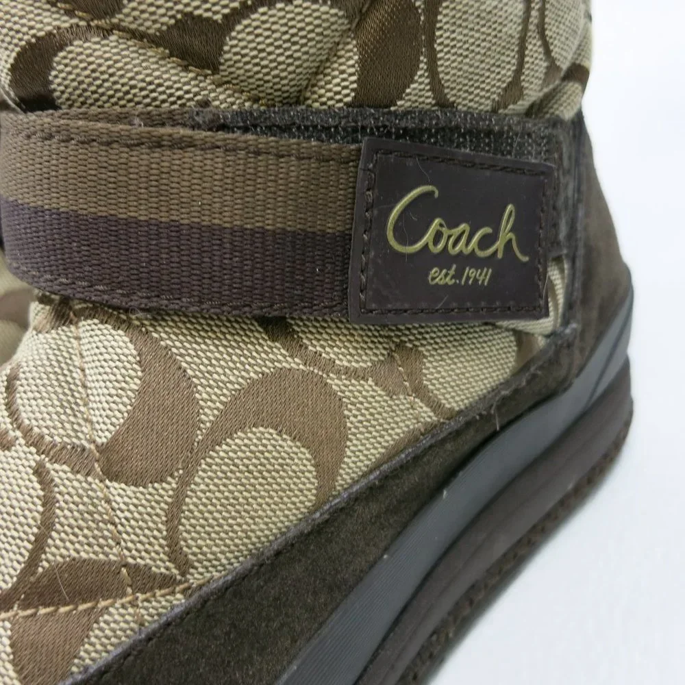 Coach Signature Mariette Fur Trim Canvas Boots Size 5.5 M - Picture 8 of 9